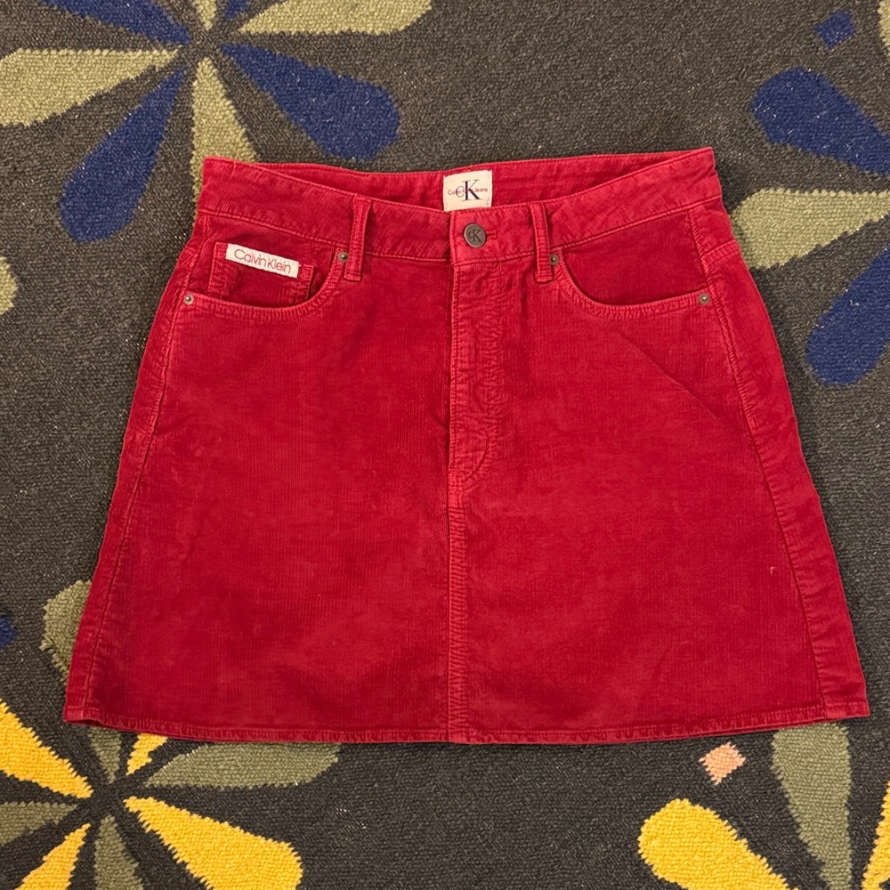Calvin Klein Jeans Red Corduroy Mini Skirt